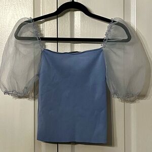 ZARA WOMENS TOP, BABY BLUE, CROP, SIZE Medium